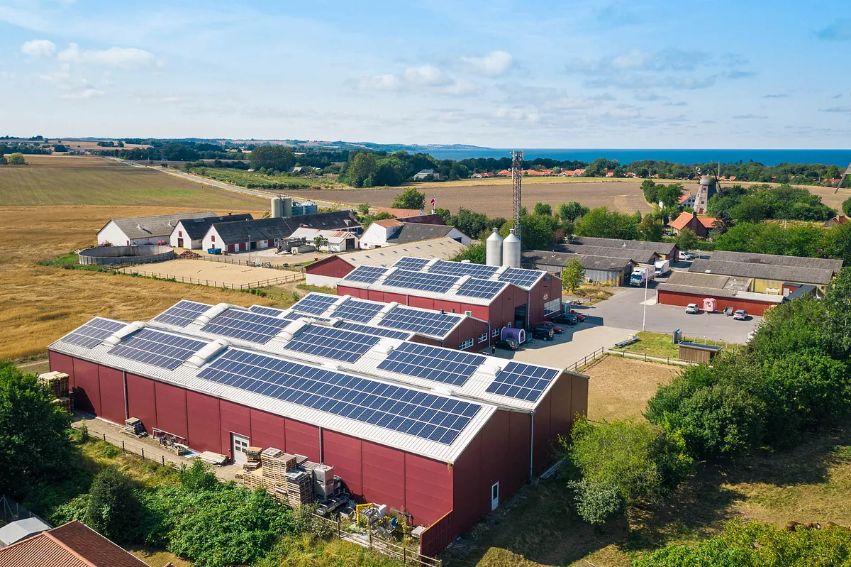 The brewery's roof is covered with solar panels